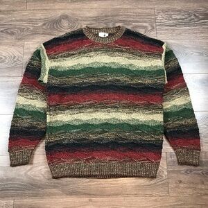 Modern Images Men’s Vintage 80’s Style Multicolor Stripe Knitted Sweater Size M